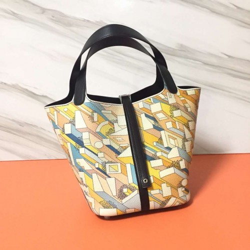 Hermes Picotin Lock 22cm Kabelky Litchi Leather HPT88 černá