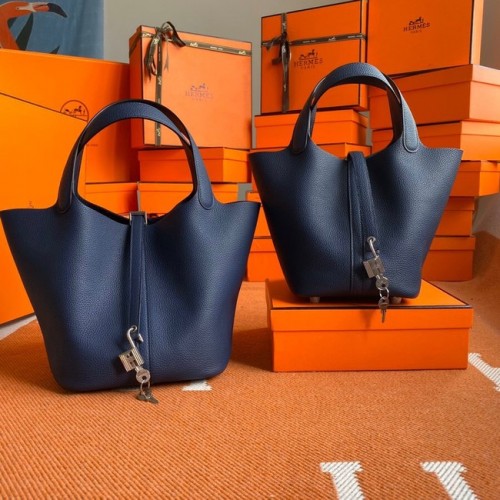 Hermes Picotin Lock Bags Originální kožené tašky PL3388 safírově modré