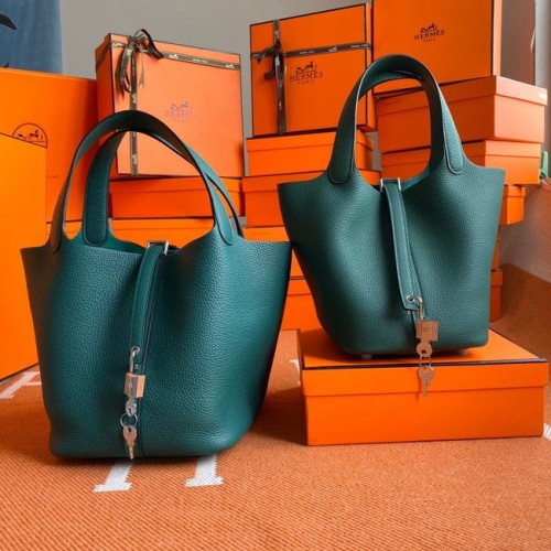 Hermes Picotin Lock Bags Originální kožené tašky togo PL3388 černozelené