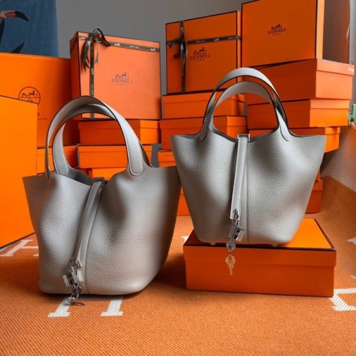 Hermes Picotin Lock Bags Originální kožené tašky togo PL3388 světle šedé