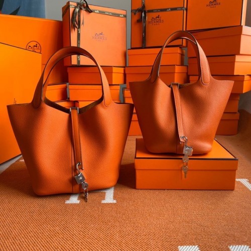 Hermes Picotin Lock Bags Originální kožené tašky PL3388 oranžové