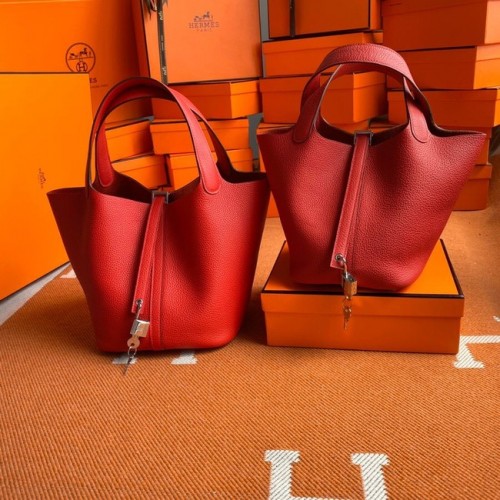 Hermes Picotin Lock Bags Originální kožené tašky PL3388 červená