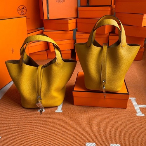 Hermes Picotin Lock Bags Originální kožené tašky PL3388 žluté