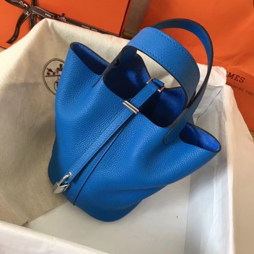 Hermes Picotin Lock PM Bags Original Leather H8688 modrá