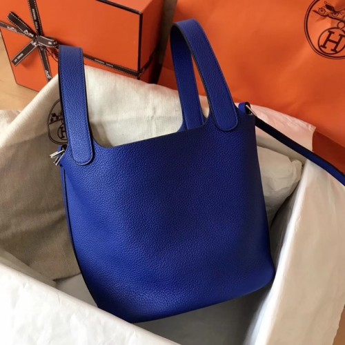 Hermes Picotin Lock PM Bags Original Leather H8688 elektricky modrá