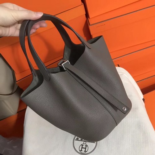 Hermes Picotin Lock PM Bags Original Leather H8688 šedá