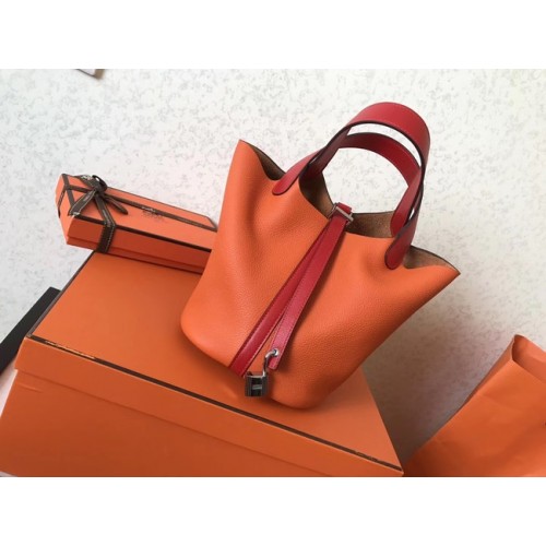 Hermes Picotin Lock PM Bags Original Leather H8688 oranžová a červená