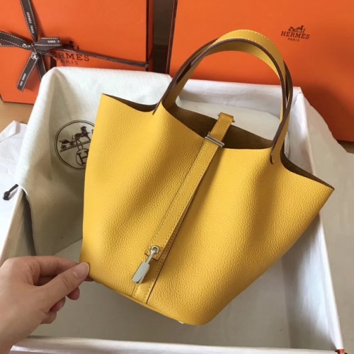 Hermes Picotin Lock PM Bags Original Leather H8688 žlutá