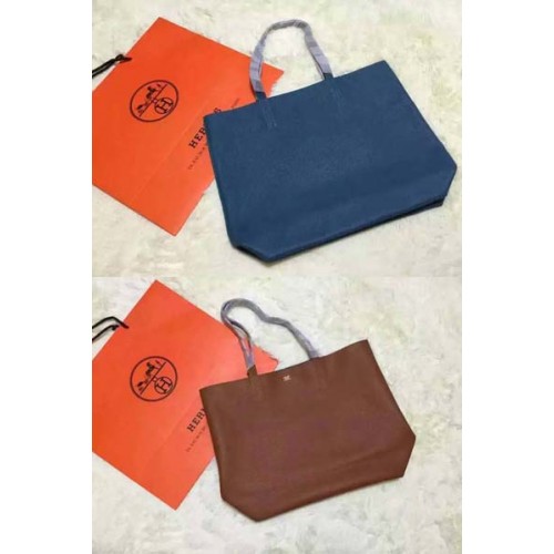Hermes Shopper Oboustranná Taška Originální Kožená HS1209 Modrá A Pšenice