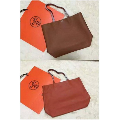 Hermes Shopper Oboustranná Taška Originální Kožená HS1209 Oranžová A Pšenice