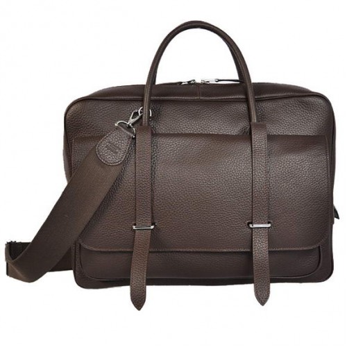 Hermes Steve 38CM Cestovní Taška Clemence Leather Hnědá