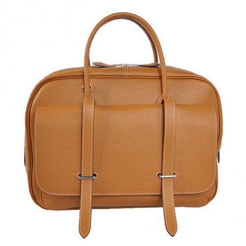 Hermes Steve 38CM Cestovní Taška Clemence Leather Camel