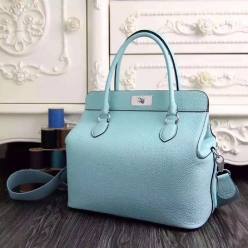 Hermes Toolbox Bag Original Togo Leather H3259 Sky Blue