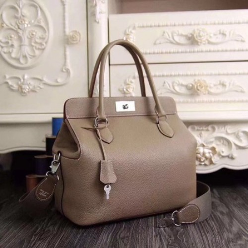 Hermes Toolbox Togo Bag Originální Kožená 3259 Světle Šedá