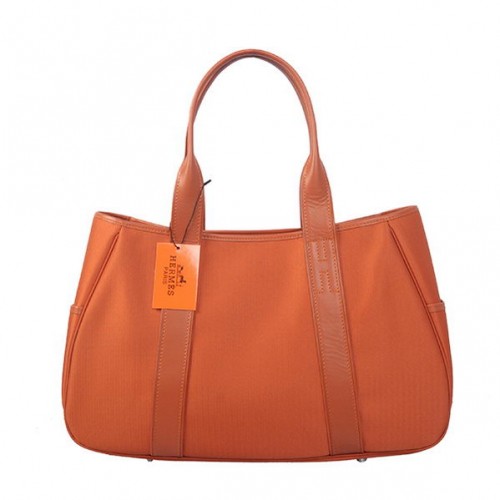 Hermes Tote Bag Canvas Leather H1035 Orange