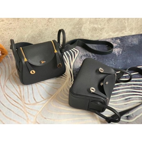 Hermes mini Lindy originální kožená taška Togo OLD19 černá