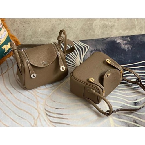 Hermes mini Lindy originální kožená taška Togo OLD19 šedá