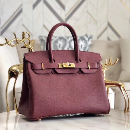 Hermes originální Epsom Leather HB35O vínově zlatá kovová