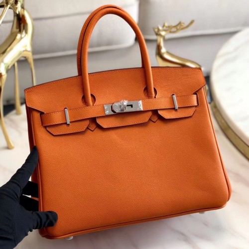 Hermes originální Epsom Leather HB35O oranžová a stříbrná kovová