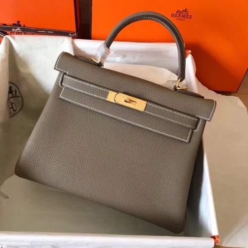Hermes originální Togo kožená kabelka Kelly KL320 tmavě šedá