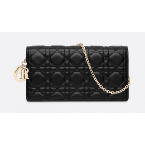LADY DIOR LAMB LEATHER CLUTCH S0204 černá