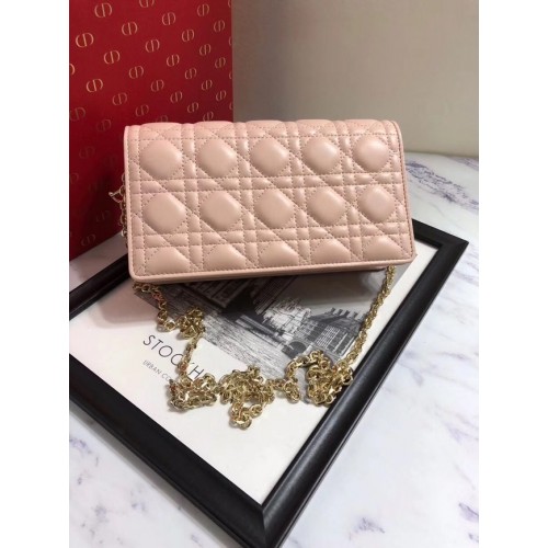 Kabelka Lady Dior Lamb Skin Clutch S0204 růžová