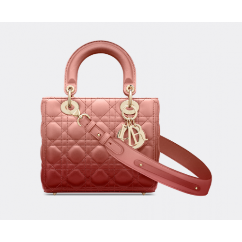 Kabelka LADY DIOR MY ABCDIOR z jehněčí kůže s růžovým gradientem Cannage M0538OS