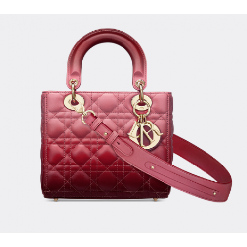 Kabelka LADY DIOR MY ABCDIOR z jahodově růžové gradientní kůže Cannage M0538OS