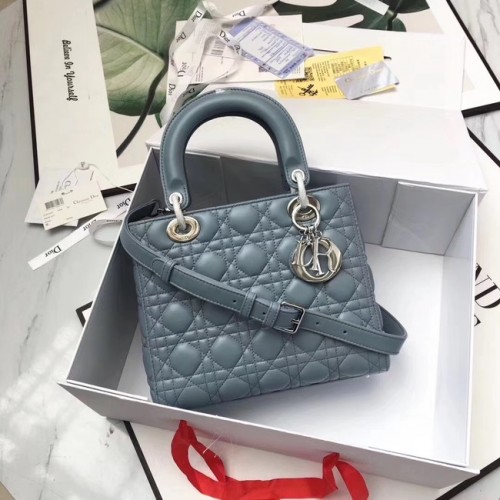 Kabelka Lady Dior z jehněčí kůže CAL44550 šedomodrá