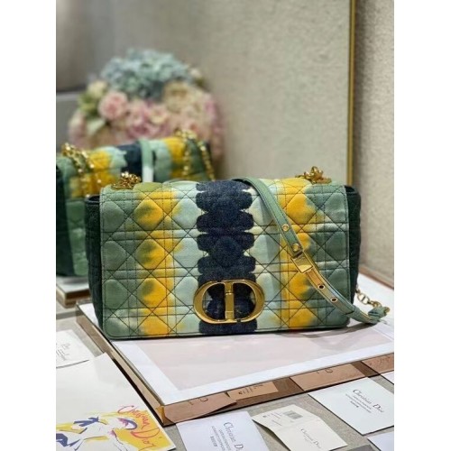 VELKÁ TAŠKA DIOR CARO z vyšívaného denimu M9243U modrá