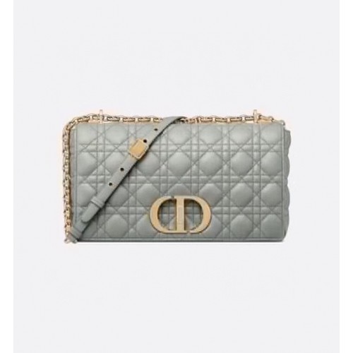 VELKÁ TAŠKA DIOR CARO Měkká telecí kůže Cannage M9243U šedá