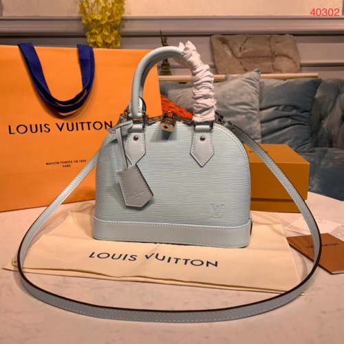 LOUIS VUITTON M40302 EPI LEATHER ALMA MALÁ SVĚTLE MODRÁ
