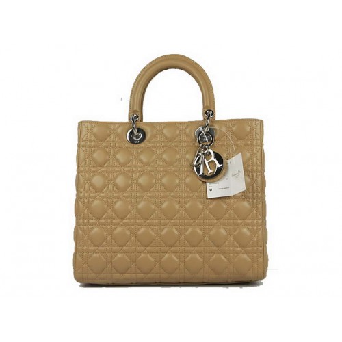 Christian Dior Lambskin Bags Velká dámská kabelka Dior CAL44561 béžová stříbrná
