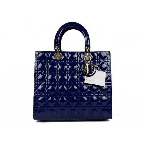 Christian Dior Laced Bags Velká dámská kabelka Dior CAL44561 Modrá Zlatá