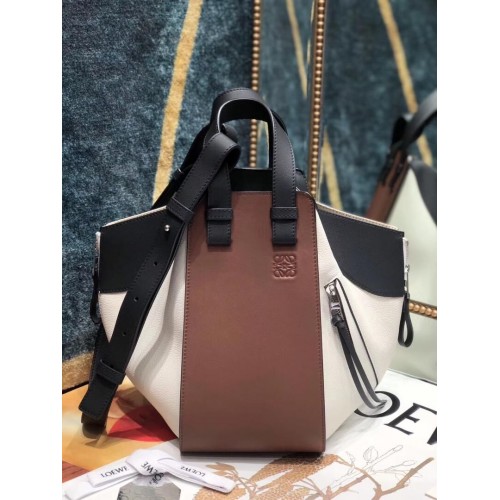 Loewe Hammock Small Bag Original Leather A6887 Hnědá, bílá a černá