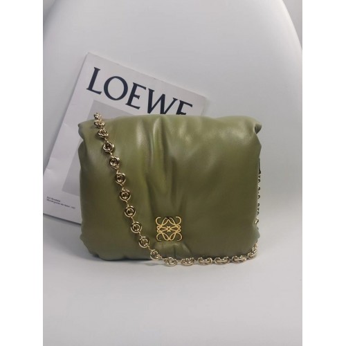 Kožená taška Loewe Puffer Goya Original z ovčí kůže 9801 zelená
