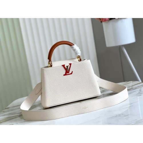 Kabelka Louis Vuitton CAPUCINES BB M48865 bílá a hnědá