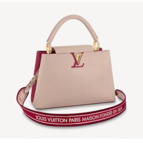 Louis Vuitton CAPUCINES MM M58608 Vaječná skořápka a lež de Vin červená