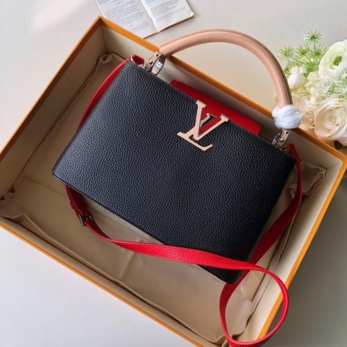 Kabelka Louis Vuitton CAPUCINES PM M51814 černá, růžová a červená