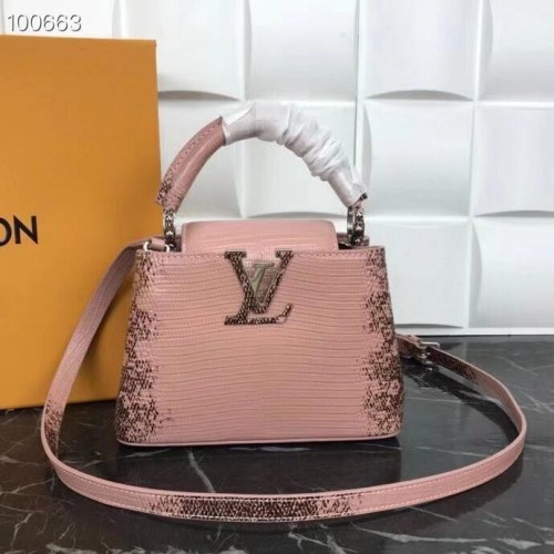 Kabelka Louis Vuitton CAPUCINES PM Original Lizard Leather M52386 růžová