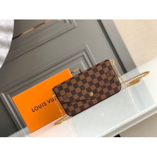 Louis Vuitton Damier Ebene plátěná originální kožená taška Pochette N63032 červená