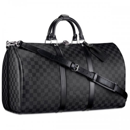 Kabelka Louis Vuitton Damier Graphite Canvas Keepall 55 s ramenním popruhem N41413