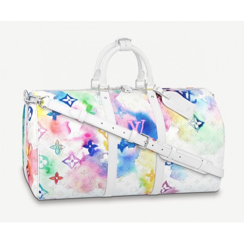 Kabelka Louis Vuitton KEEPALL 50 BANDOULIERE M45758 Ink and Wash White