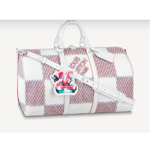 Kabelka Louis Vuitton KEEPALL 50B M20563 bílá