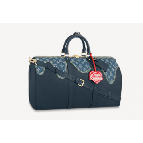 Louis Vuitton KEEPALL BANDOULIERE 50 M45975 modrá