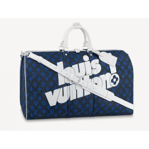 Louis Vuitton KEEPALL BANDOULIERE 55 M45874 Modrá