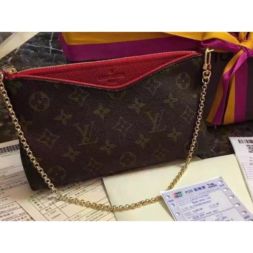Plátěná kabelka Louis Vuitton PALLAS s monogramem M41638, červená