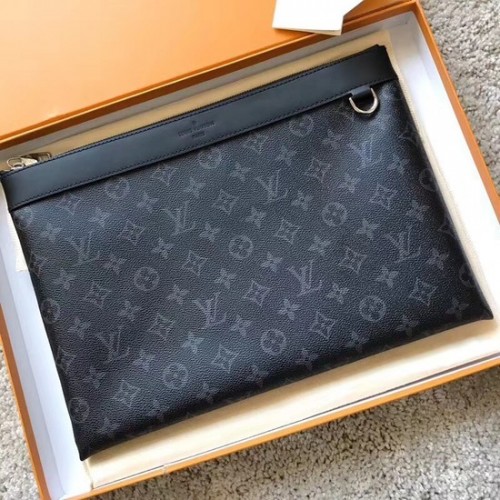 Plátěná kabelka Louis Vuitton Monogram Clutch POCHETTE APOLLO 61692 černá
