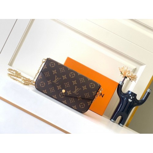 Plátěná peněženka Louis Vuitton Monogram Felicie Chain M61276 červená