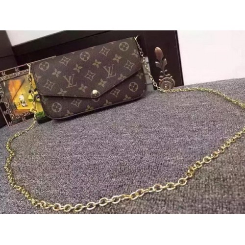 Plátěná peněženka Louis Vuitton Monogram Felicie Chain M61276 růžová